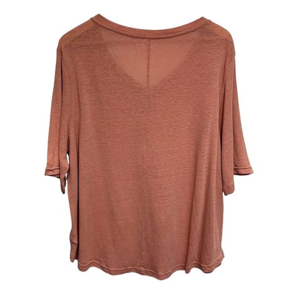 GAP Peach Short Sleeve Relaxed Linen Blend Henley T-Shirt, XXL - Picture 5 of 8